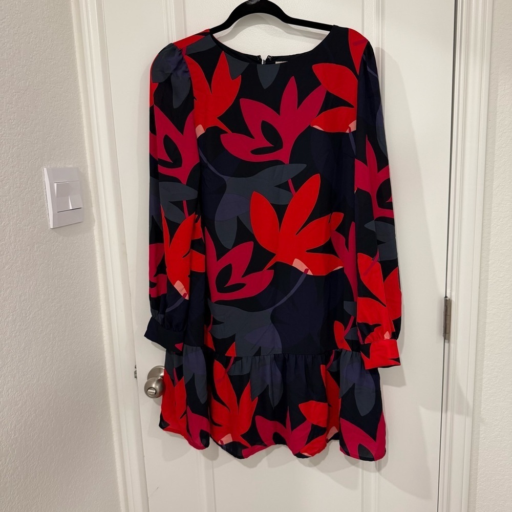 LOFT Fleur Floral Shift Dress Drop Waist Size Medium